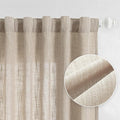 MYSKY HOME Curtains for Kitchen Windows, Sheer Curtains 63 Inch Length for Girls Bedroom Boho Linen Look Textured Fabric Soft Touch Light Filtering, 50" Wide, Light Oatmeal, Set of 2