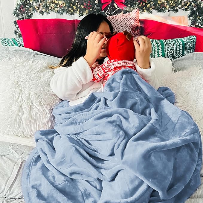 Bedsure Fleece Throw Blanket for Couch Light Blue - Lightweight Plush Fuzzy Cozy Soft Blankets and Throws for Sofa, 50x70 inches