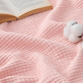 Bedsure 100% Cotton Muslin Throw Blanket Twin XL for Bed - 4-Layer Breathable and Lightweight Thin Soft Summer Gauze Muslin Blankets for Adults, Pink, 66x90 Inches