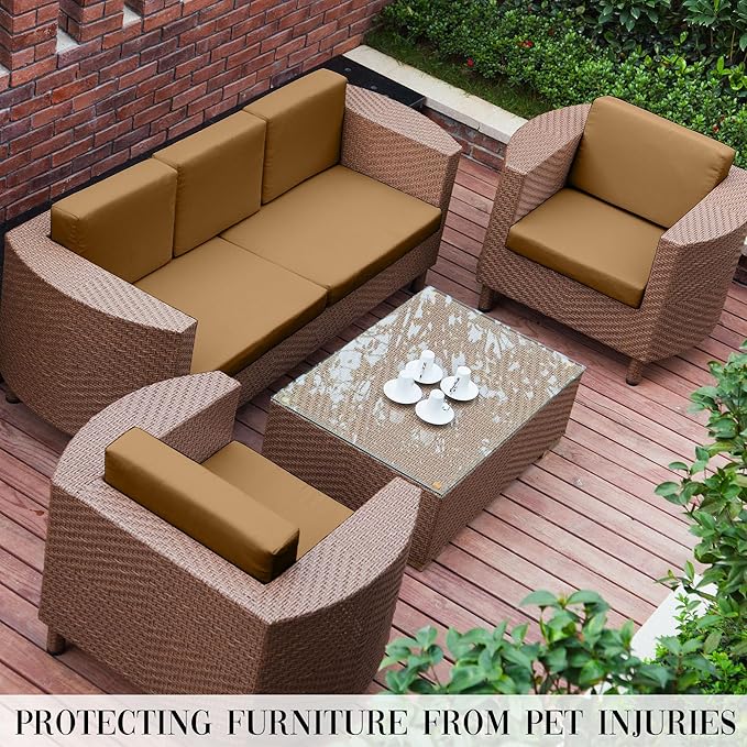 Outdoor Cushion Covers Set,14PCS Patio Furniture Couch Seat Slipcovers, Replacement for Sofa Sectional Chair(Cover，Only)