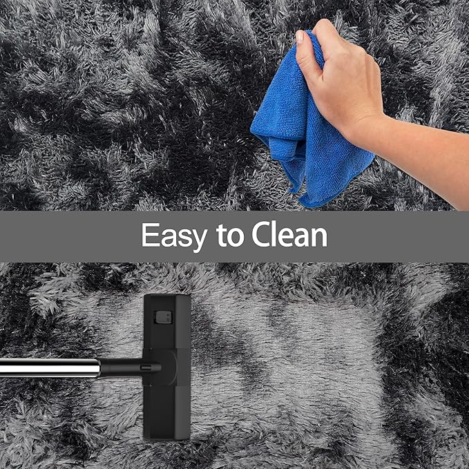 Tie-Dyed Runner Rug for Bedroom Black Grey 2x5ft Fluffy Area Rug Bedside Runner Rug for Kids Room Boys Teens Nursery Baby Living Room Dorm Home Decor Carpets