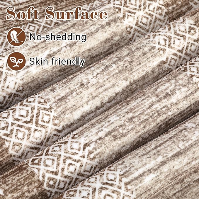 GarveeHome Modern Geometric Area Rug 4x6 Distressed Bordered Washable Non Slip Floor Carpet Non Shedding Thin Soft Low Pile Contemporary Brown Rug for Dining Room, Living Room