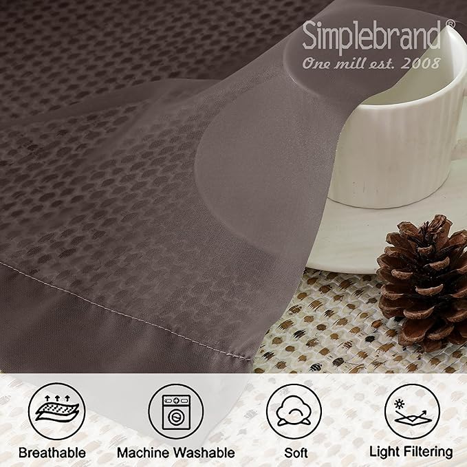 Simplebrand Chocolate Sheer Curtains 63 Inch Length 2 Panels, Rod Pocket Solid Color Window Sheer Curtain Panels, Elegant Curtains & Drapes for Living Room, Bedroom 2 Panels (42" W x 63" L)