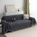 MYSKY HOME Loveseat Cover Navy Couch Cover Sectional Couch Covers for 2 Cushion Couch Sofa Thick Universal Chenille Sofa Cover with Tassel Durable Furniture Protector for Dogs 91" x 118"