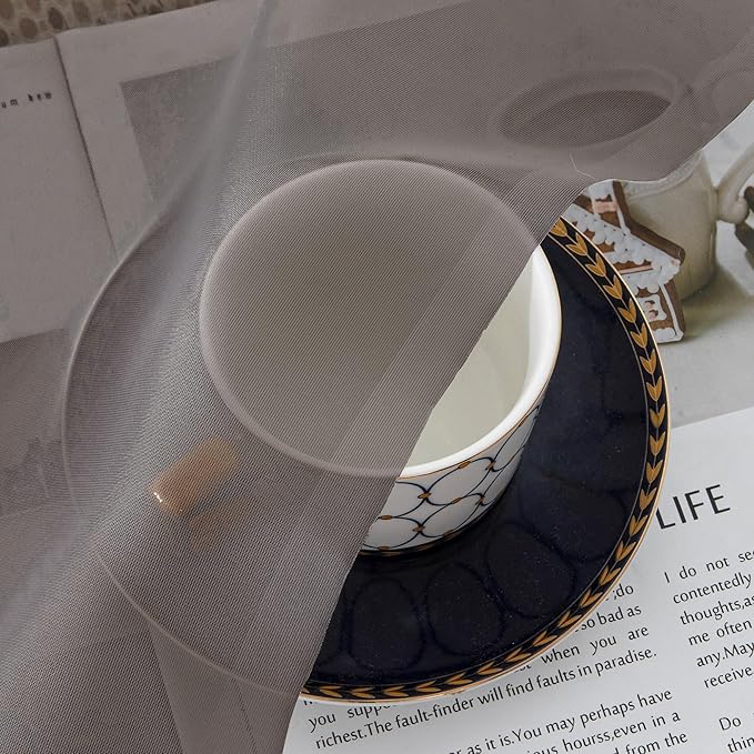 Chyhomenyc Sheer Chocolate Brown Tier Curtains 24 Inch Length, Small Window Curtains Treatment for Bathroom Living Room Basement, Short Rod Pocket Cafe Curtain, 42W x 24L Inches, 2 Panels