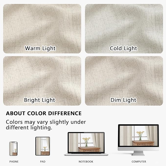 OVZME Natural Valance for Windows, Light Filtering Faux Linen Textured Small Cafe Valances for Windows, Dual Rod Pocket Farmhouse Short Curtain for Bathroom Basement, 60Wx20L inch, 1 Piece