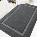 OLANLY Front Door Mat Indoor Outdoor Entrance, Waterproof All-Season, All-Weather Doormat, Sturdy Natural Rubber, Fade Resistant, Low Profile, Easy Clean Patio Porch Entryway Mat, 59x35, Grey