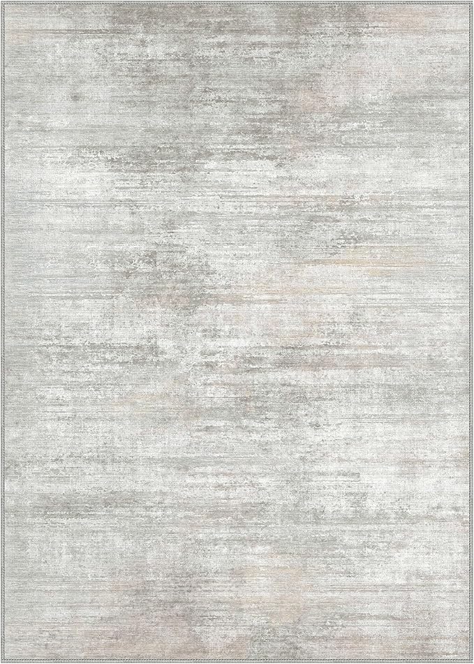 BEIMO Area Rugs 5x7 for Living Room Bedroom, Modern Abstract Machine Washable Rug, Large Soft Low Pile Floor Carpet with Non Slip Backing for Dining Room, Light Grey/Beige