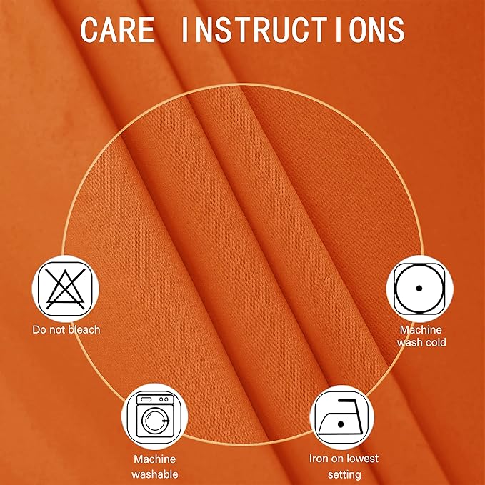 LEMOMO Orange Blackout Curtains 38 x 63 Inch Length/Set of 2 Curtain Panels/Thermal Insulated Room Darkening Blackout Curtains for Bedroom