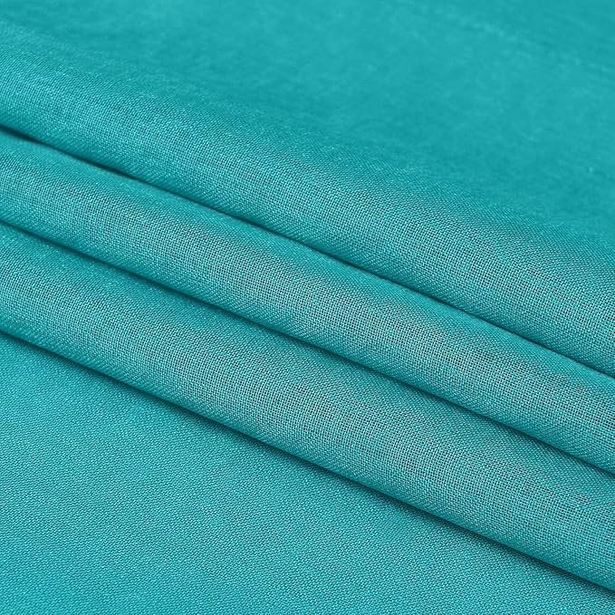 DWCN Turquoise Sheer Curtains for Kitchen Windows - Rod Pocket Semi Transparent Voile Tier Curtains for Bedroom, Living Room, Farmhouse, 36 x 36 inches Long, Set of 2 Panels