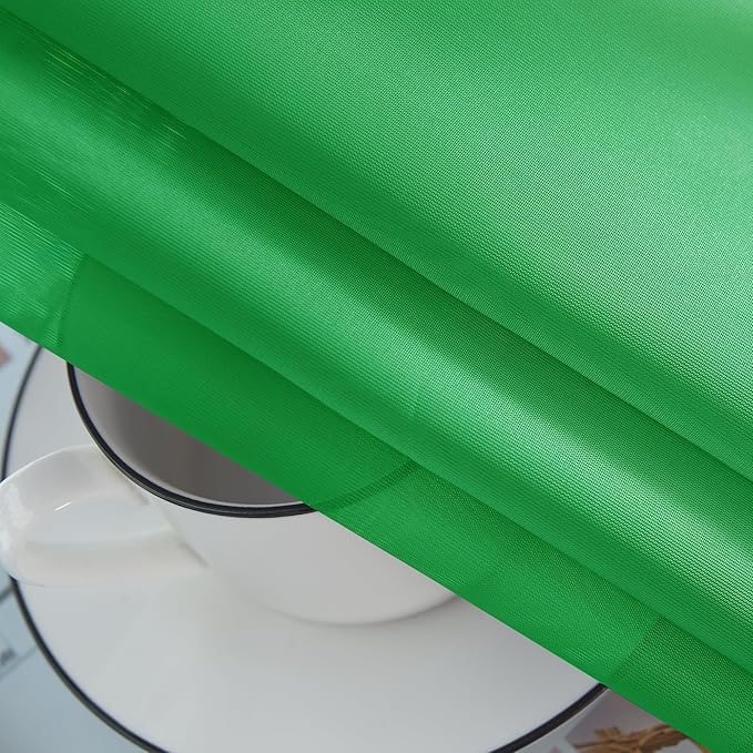 youleyar Solid Sheer Rod Pocket Curtain Voile Draperies 2 Panels White Beige Black Grey Coffee 52 Inch Width 63 Inch Long 1 Pair for Kitchen Bedroom Children Living Room Yard (Green,52Wｘ63L)