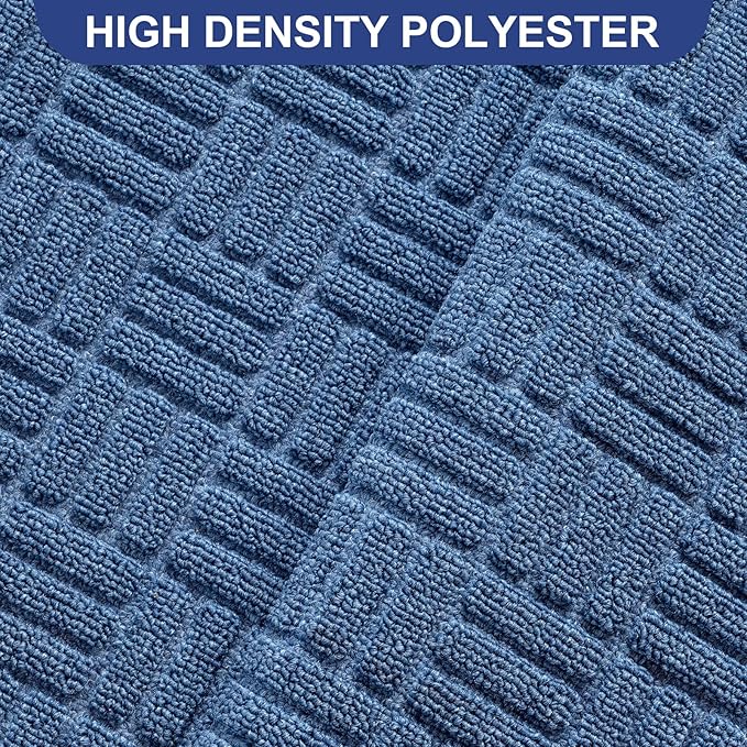 Mibao Front Door Mat, Heavy Duty Durable Welcome Mat for Outdoor Indoor, Dirt Trapper Waterproof Super Absorbent Door Mat for Entryway Outside Patio Porch, 61.5" x 36", Blue
