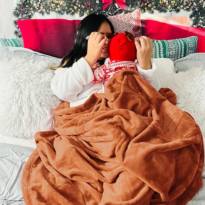 Bedsure GentleSoft Dark Orange Fleece Blanket King Size - 280GSM Soft Lightweight Plush Cozy Blankets for Bed, Sofa, Couch, Travel, Camping