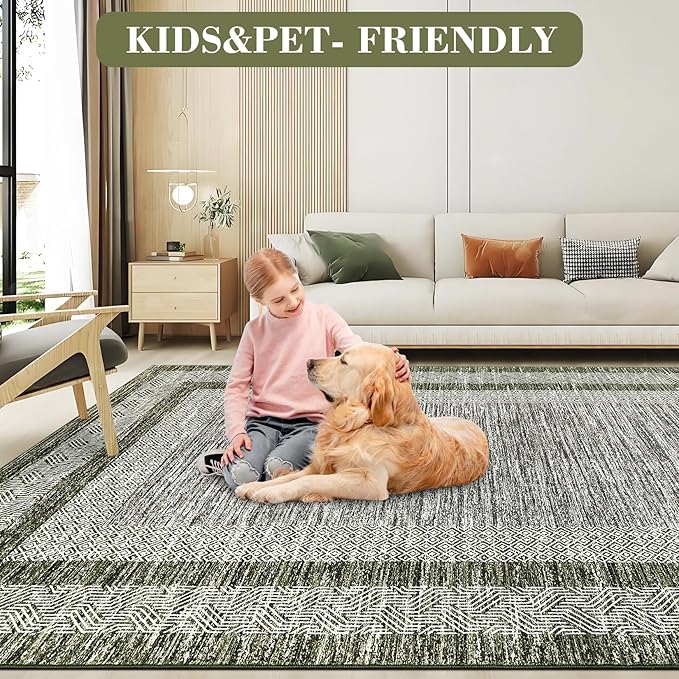 Washable 2.5x10 Kitchen Runner Rug, Easy Clean Geometri Rugs for Hallway Entryway, Indoor Outdoor Non Slip Rug Farmhouse Morden Carpet Door Mat Area Rug for Laundry Room Green