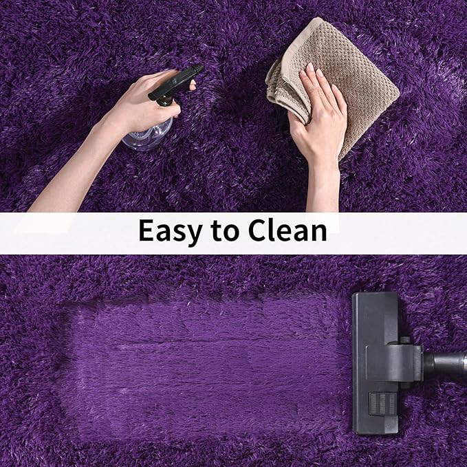 Soft Runner Rugs for Bedroom Hallways, 2x3 Purple Fluffy Shag Throw Area Rug Non Slip for Bedside Dorm, Long Shaggy Furry Carpet for Nursery Living Room