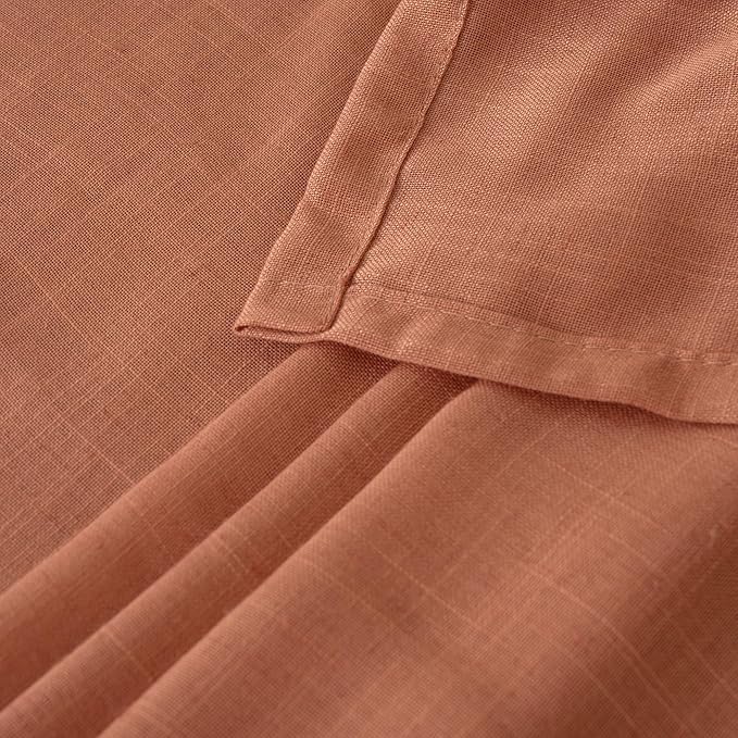 BGment Terracotta Linen Curtains 54 Inch Length for Short Living Room, Semi Sheer Burnt Orange Drapes Boho Rustic for Bedroom Decor with Rod Pocket Lightweight, 2 Panels Set, Each 42 Inch Wide