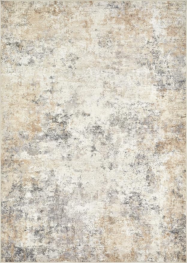 9x12 Area Rug Living Room Rugs - Washable Neutral Modern Abstract Soft Thin Large Rug Indoor Floor No Slip Rug Carpet for Bedroom Under Dining Table Home Office Decor - Golden Grey