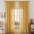 WAZZIO Boho Lace Curtains 72 Inches 2 Panel,Light Filtering Privacy Tassel & Geometry Crochet Semi Sheer Curtain Drapes for Bedroom Living Dining Room,Rod Pocket & Tassel,Mustard Yellow