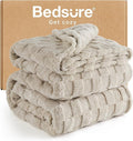 Bedsure GentleSoft Blankets Queen Size for Bed - Super Soft Cozy Blanket for Kids Girls, Large Fuzzy Fleece Throw for Bedroom Decor, Neutral, 90x90 Inches