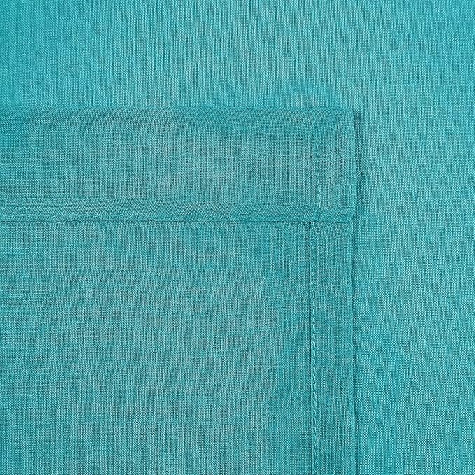 DWCN Turquoise Sheer Curtains for Kitchen Windows - Rod Pocket Semi Transparent Voile Tier Curtains for Bedroom, Living Room, Farmhouse, 36 x 36 inches Long, Set of 2 Panels