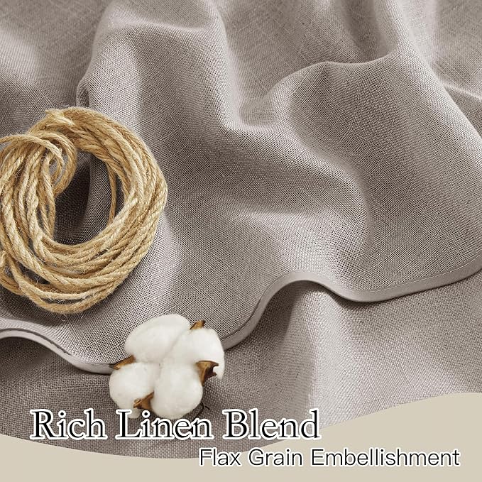 RYB HOME Linen Textured Swag Curtain Valance for Living Room, Half Privacy Airy Soft Breathable for Farmhouse, Kitchen, Cafe, Width 36 x Length 36, Birch Brown, 2 Panels