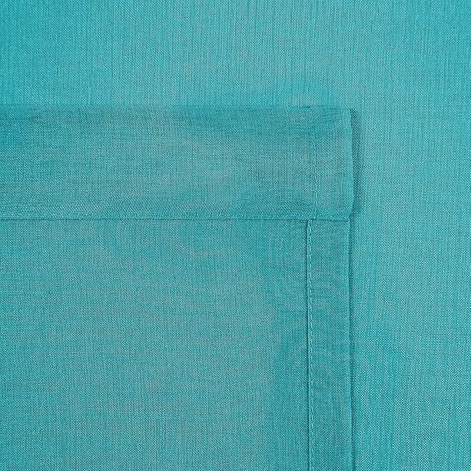 DWCN Turquoise Sheer Curtains Semi Transparent Voile Rod Pocket Curtains for Bedroom and Living Room, 52 x 45 inches Long, Set of 2 Panels