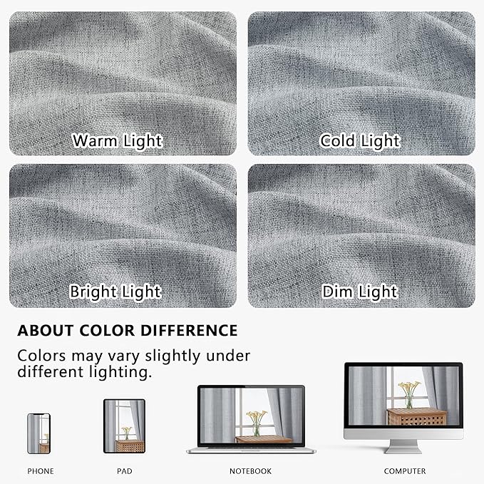 OVZME Grey Valance for Windows, Light Filtering Faux Linen Textured Small Kitchen Valances for Windows, Dual Rod Pocket Farmhouse Short Curtain for Bathroom Basement, 60Wx22L inch, 1 Piece