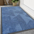 Smiry Front Door Mat Outside Entrance, Heavy Duty Sturdy Natural Rubber Doormat, Trap Dirt and Moisture, Easy Clean Low Profile Welcome Floor Mats for Indoor Outdoor Entry, 59x34 Inch, Blue