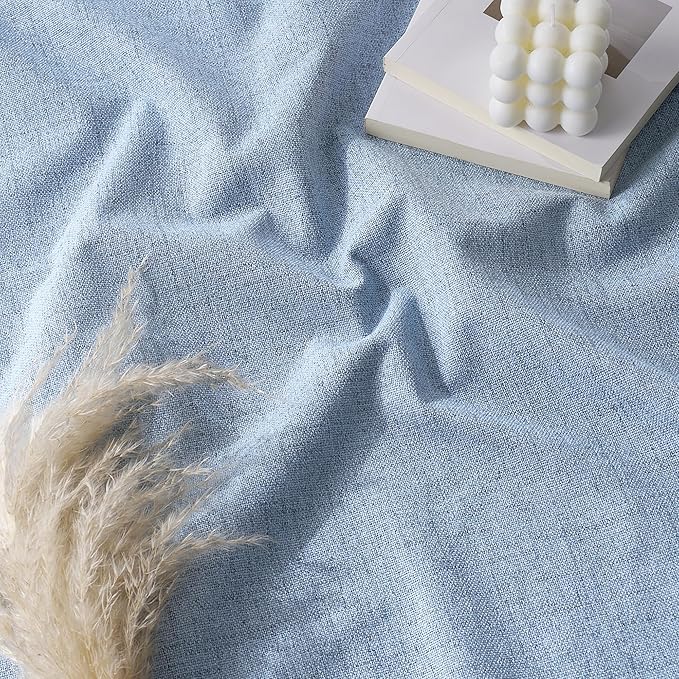 RYB HOME Linen Texture Curtains for Bedroom, 100% Blackout Thermal Insulated Curtains, Rod Pocket&Back Tab Room Darkening Drapes Luxury Decor for Living Room Nursery, W52xL108, 2 Panels, Smoky Blue