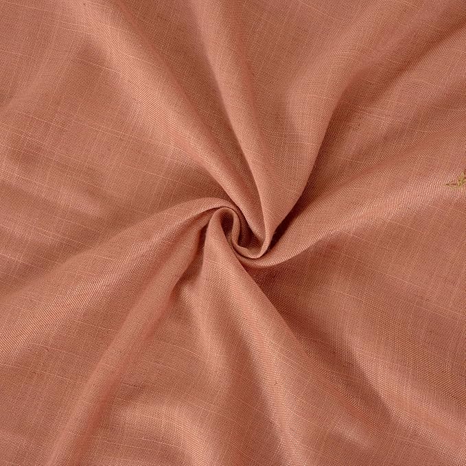 BGment Terracotta Short Linen Curtains 48 Inch Length, Burnt Orange Light Filtering Drapes Semi Sheer with Rod Pocket Rustic for Small Living Room Bedroom Lightweight, 2 Panels Set, Each 42 Inch Wide