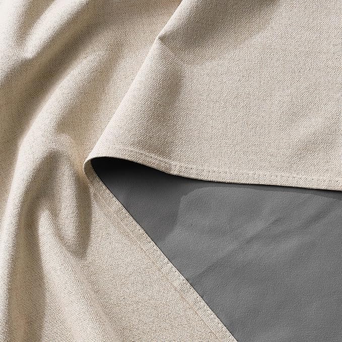 RYB HOME 100% Blackout Linen Textured Curtains 96 inches Long, Thermal Insulating Privacy Energy Saving for Bedroom Living Room Window Office Theater Dining Nursery, W 52 x L 96 in, Linen, 2 Panels