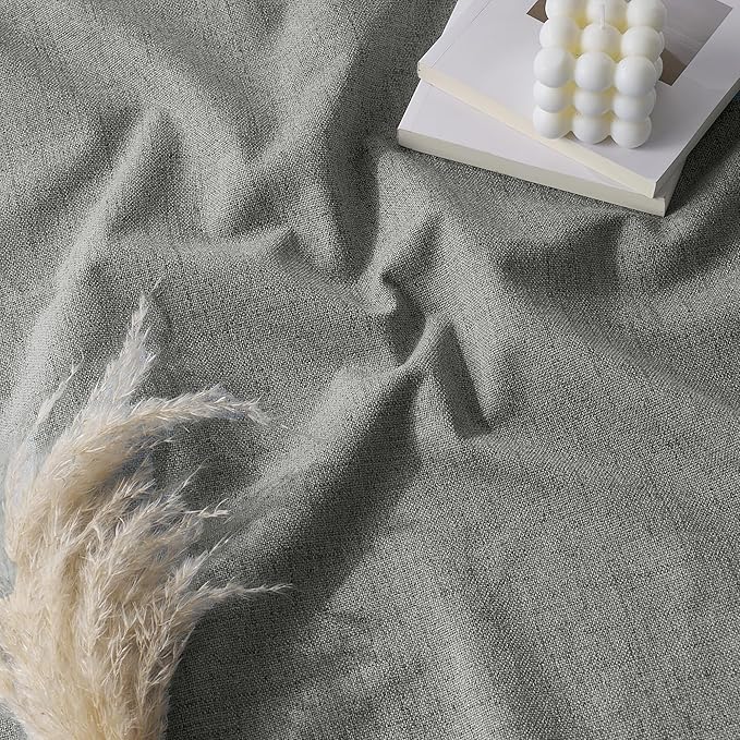 RYB HOME Grey 100% Blackout Linen Curtains 78 inch Long, Thermal Insulated & Privacy Assurd Home Decor Drapes for Bedroom/Office/Nursery, Rod Pocket & Back Tab Window Treatment, W52 X L78, 2 Panels