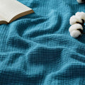 Bedsure 100% Cotton Muslin Blanket Queen Size for Bed - 4-Layer Breathable and Lightweight Thin Soft Summer Gauze Muslin Blankets for Adults, Teal, 90x90 Inches