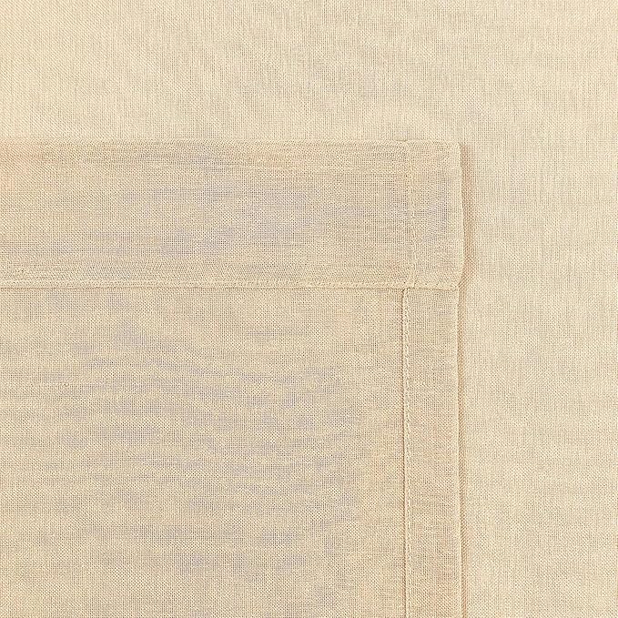 DWCN Beige Sheer Curtains Semi Transparent Voile Rod Pocket Curtains for Bedroom and Living Room, 52 x 63 inches Long, Set of 2 Panels