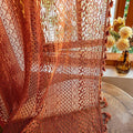 WAZZIO Burnt Orange Curtains Sheer 45 Inch Length Bedroom Short Small Cafe Rod Pocket Vintage Fall Privacy Let Light in Cotton Lace Boho 2 Panel, Terracotta