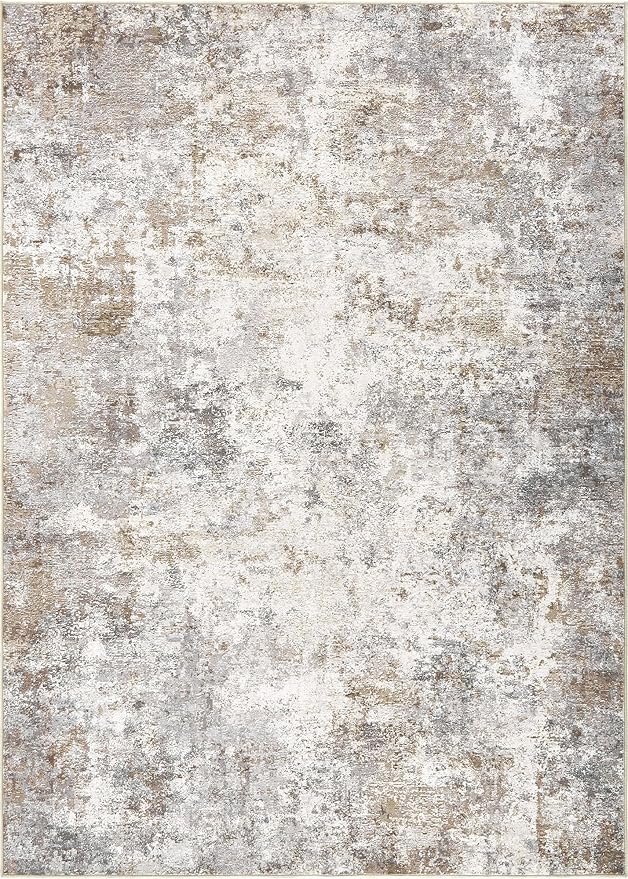 UERMEI 5x8 Area Rug Living Room Rugs - Washable Neutral Modern Abstract Soft Thin Large Rug Indoor Floor No Slip Rug Carpet for Bedroom Under Dining Table Home Office Decor - Brown Grey